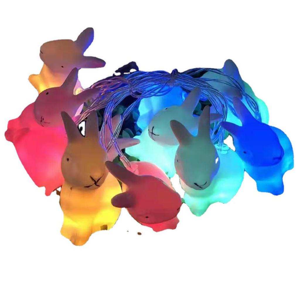 Cross-border LED Easter String Lights with Painted Eggs, Chickens & Rabbits - Indoor Decoration