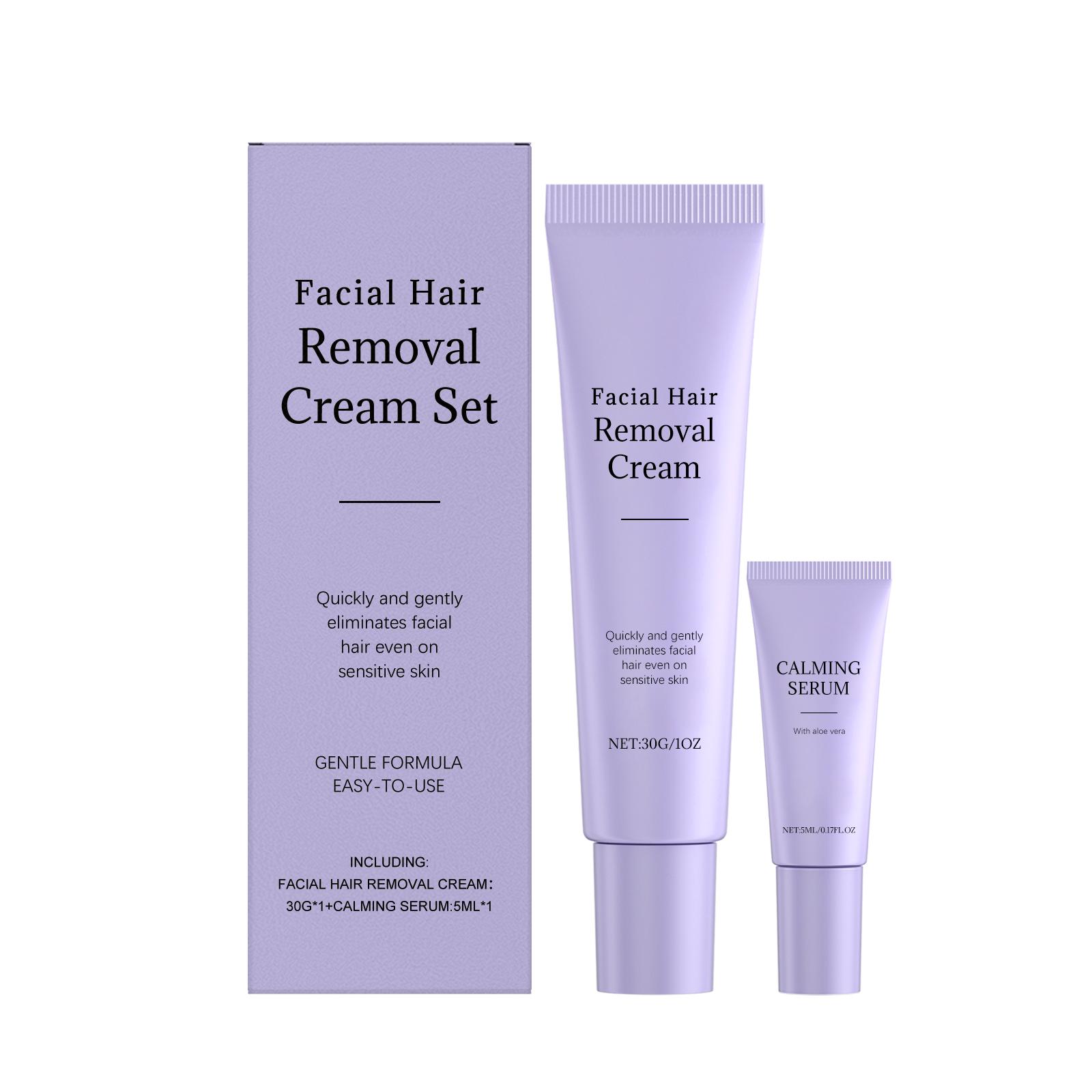 Facial hair removal kit Gentle care for daily facial cleansing, delicate and moisturizing facial hair removal cream 1 set