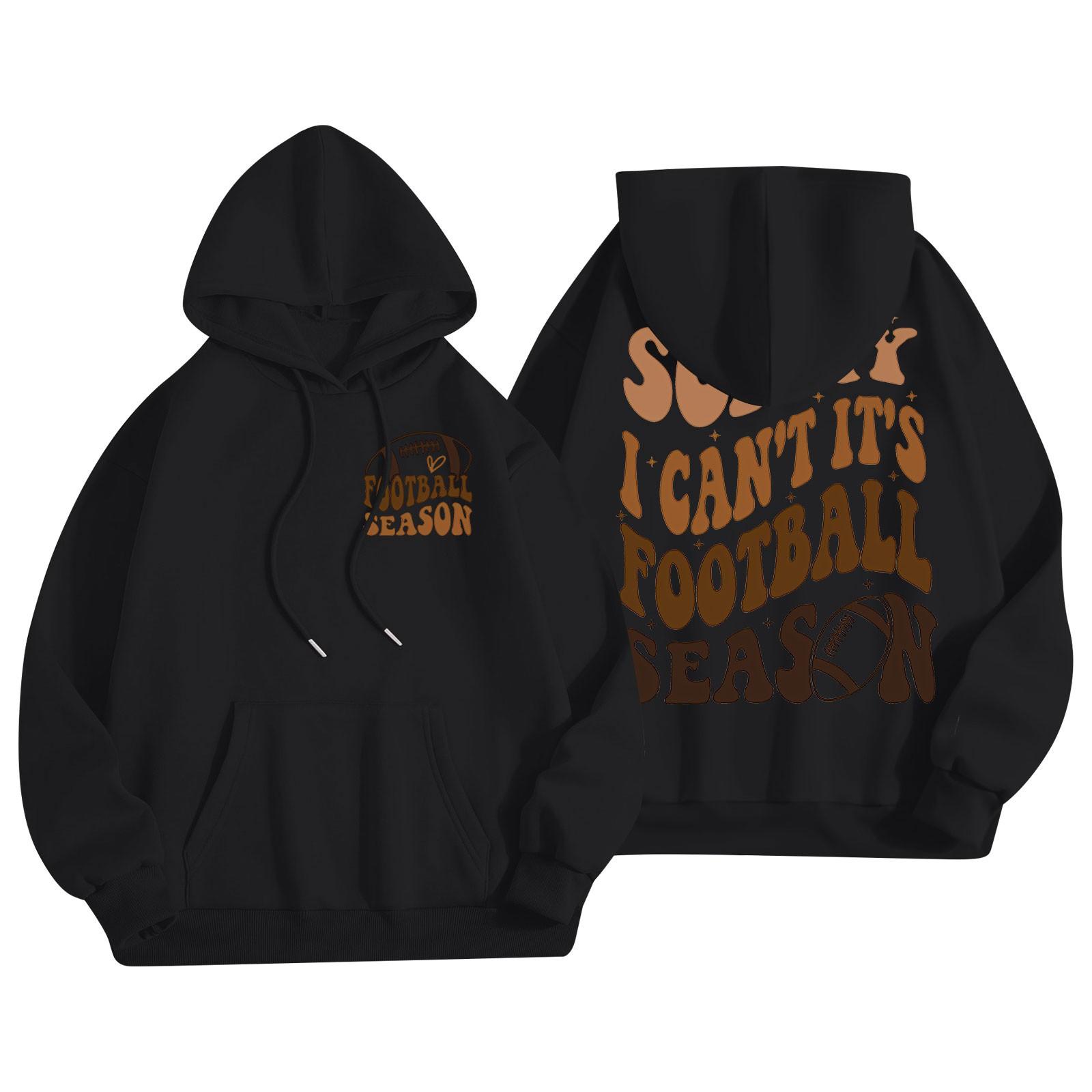 

Женская модная легкая толстовка с длинными рукавами и карманами с принтом регби L чёрный