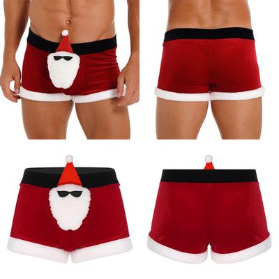Pánske vianočné Elk Santa Claus Boxerky Nohavičky Cosplay Spodná bielizeň Spodná bielizeň Nohavičky Flanel Nohavice Pyžamá