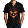 Men's Casual Short Sleeve Halloween Print Button Down Shirt