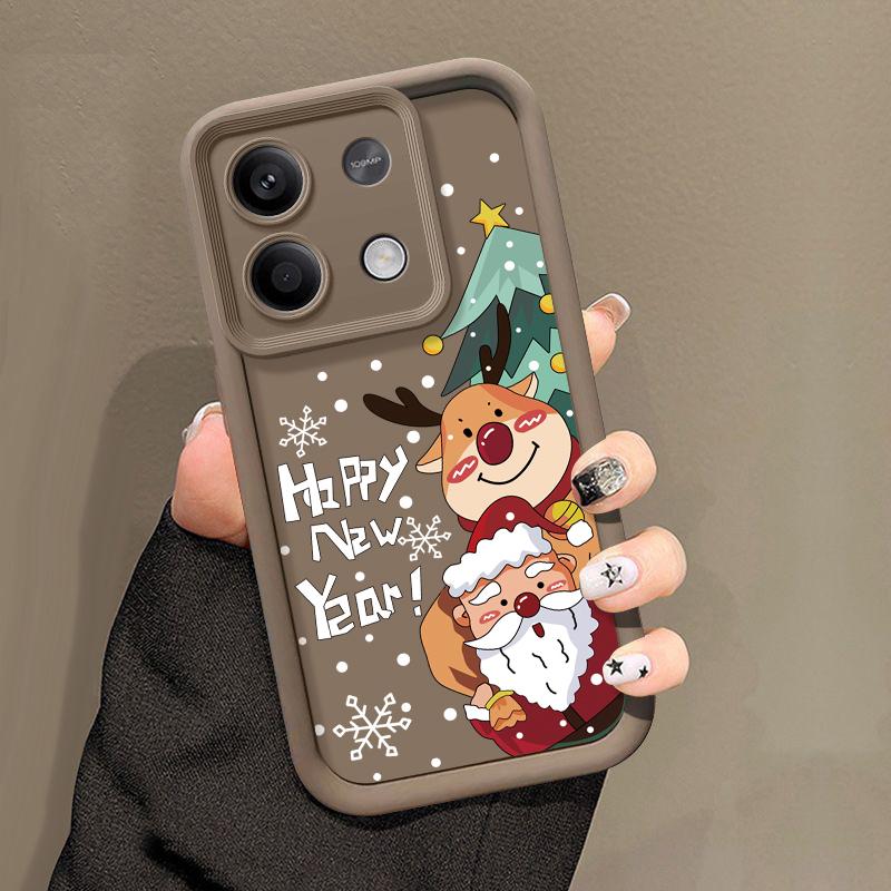 Pentru Xiaomi 13t Poco F6 X5 X6 Pro Redmi Note 13 12 11 10 Pro Crăciun Elk Model Bomboane Protectie lentile Husa din silicon moale