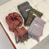 Autumn and Winter New Qiandongge Plaid Scarf Women's High-end Imitation Cashmere Retro Versatile Fringed Warm Shawl Scarf