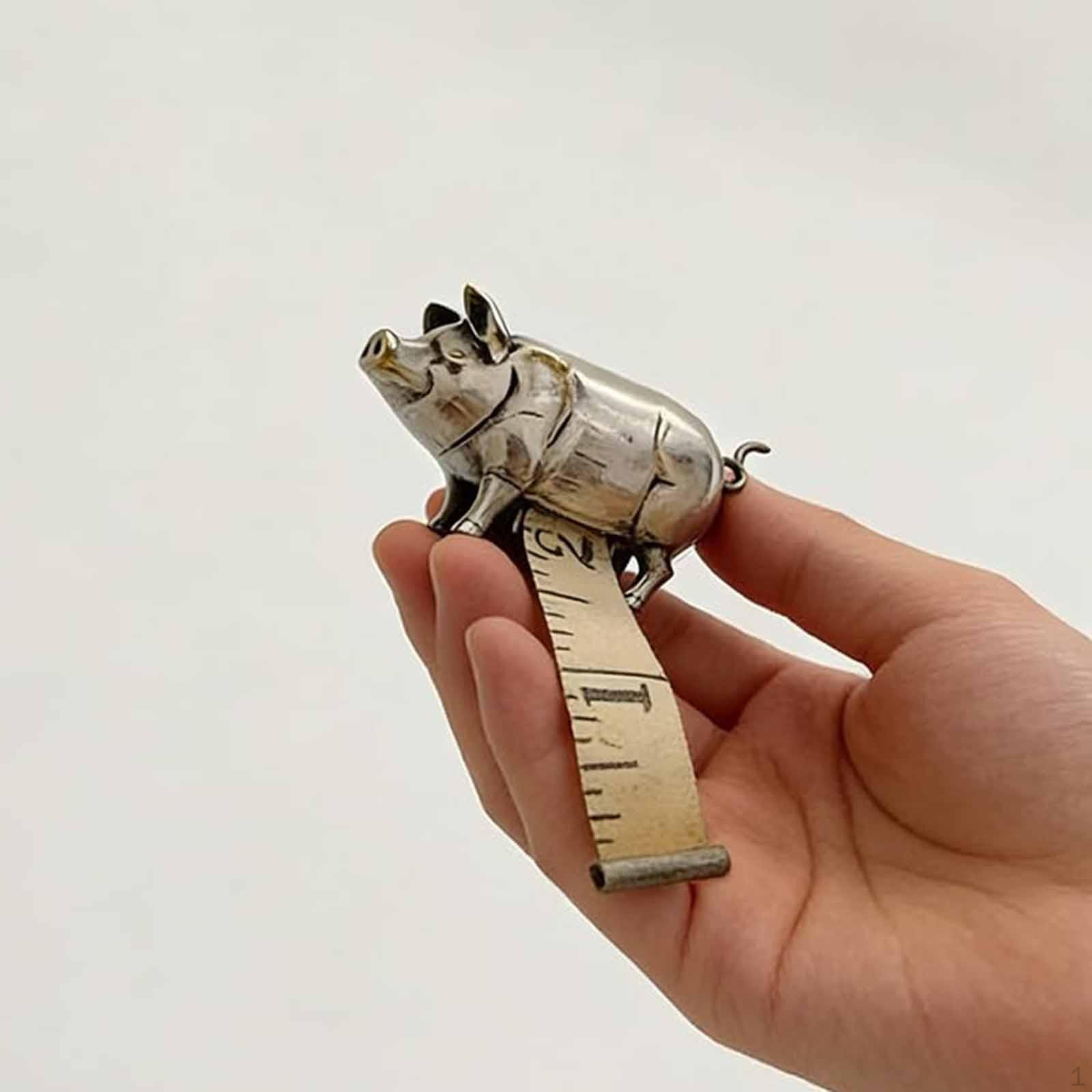 

Antique Pig Mini Tape Measure,Measuring Compact Women Mom Gift Copper Statue Figurine Sewing