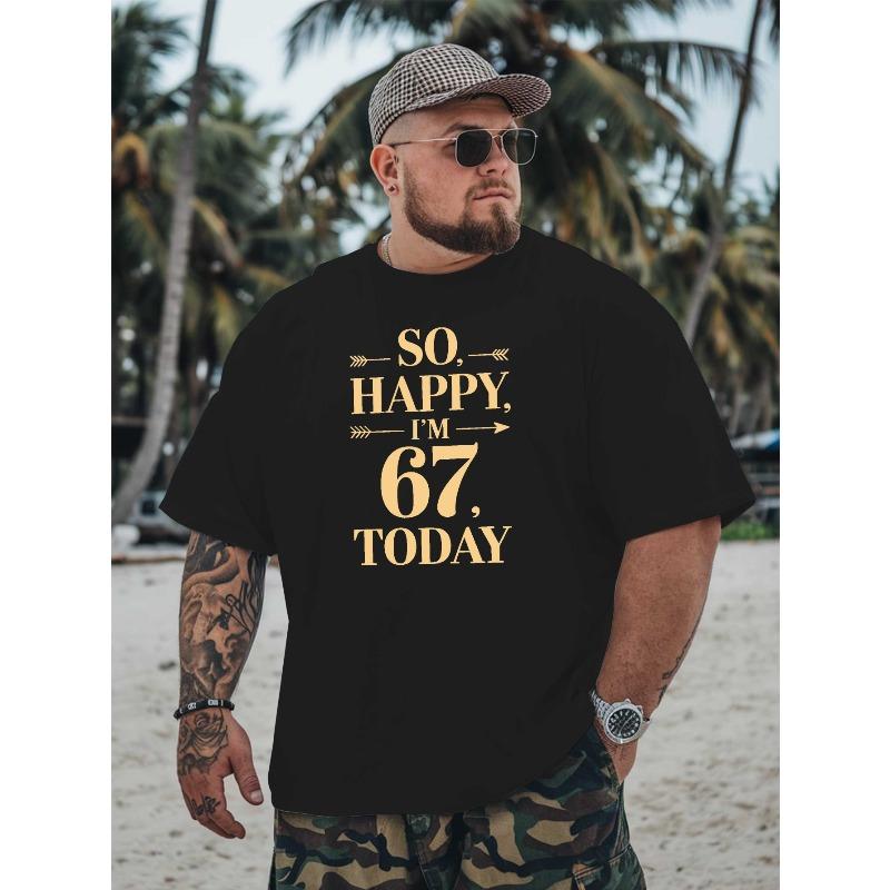 

Men S Funny Birthday T-Shirt - Large Size Oversized Relaxed Fit Short Sleeve Round Neck Casual Summer Tee with Happy Birthday Print - Lightweight S чёрный