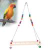 Bird Natural Wooden Chicken Swing Ladder Stand Toys Colourful Beads Chewing Biting Playing