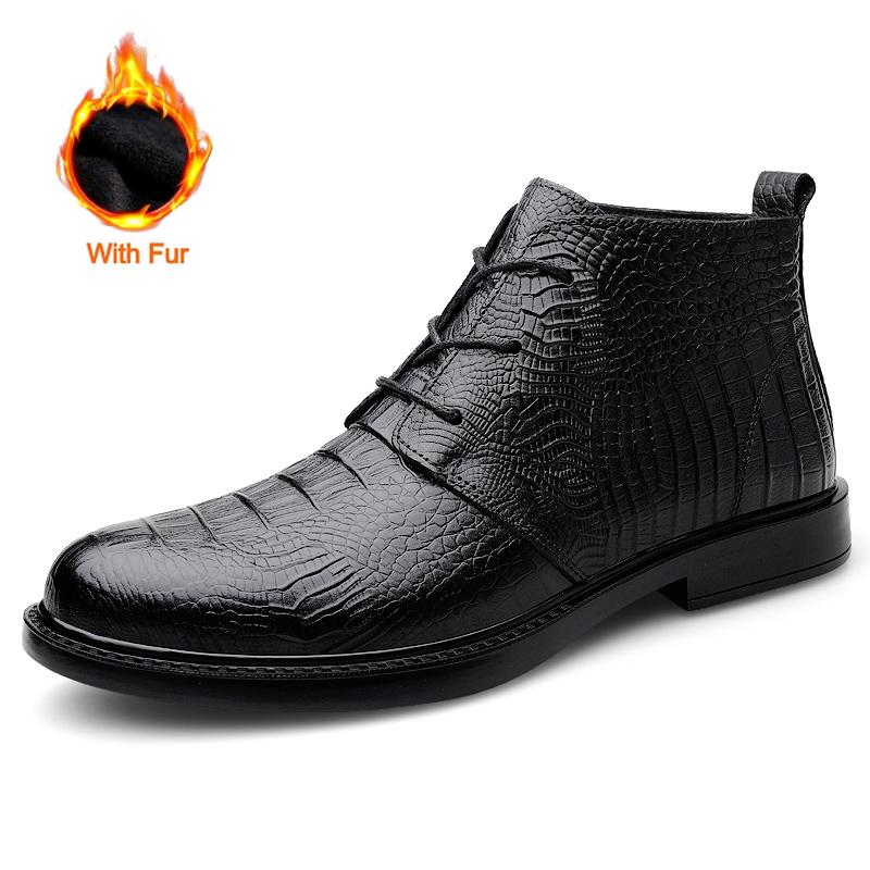 Fashion Men Dress Shoe New British Style Lace Up Crocodile Pattern Genuine Leather Shoes Comfy Outdoor Lightweight Shoes for Men