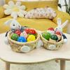 Handwoven Woven Basket Straw Easter Rabbit Decoration Easter Bunny Storage Basket  Sundries