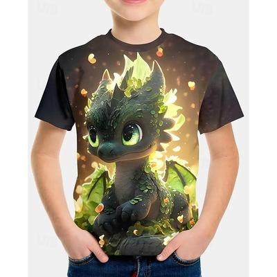 T-shirt Bambino Girocollo Manica Corta Pullover Stampato alla Moda Abbigliamento