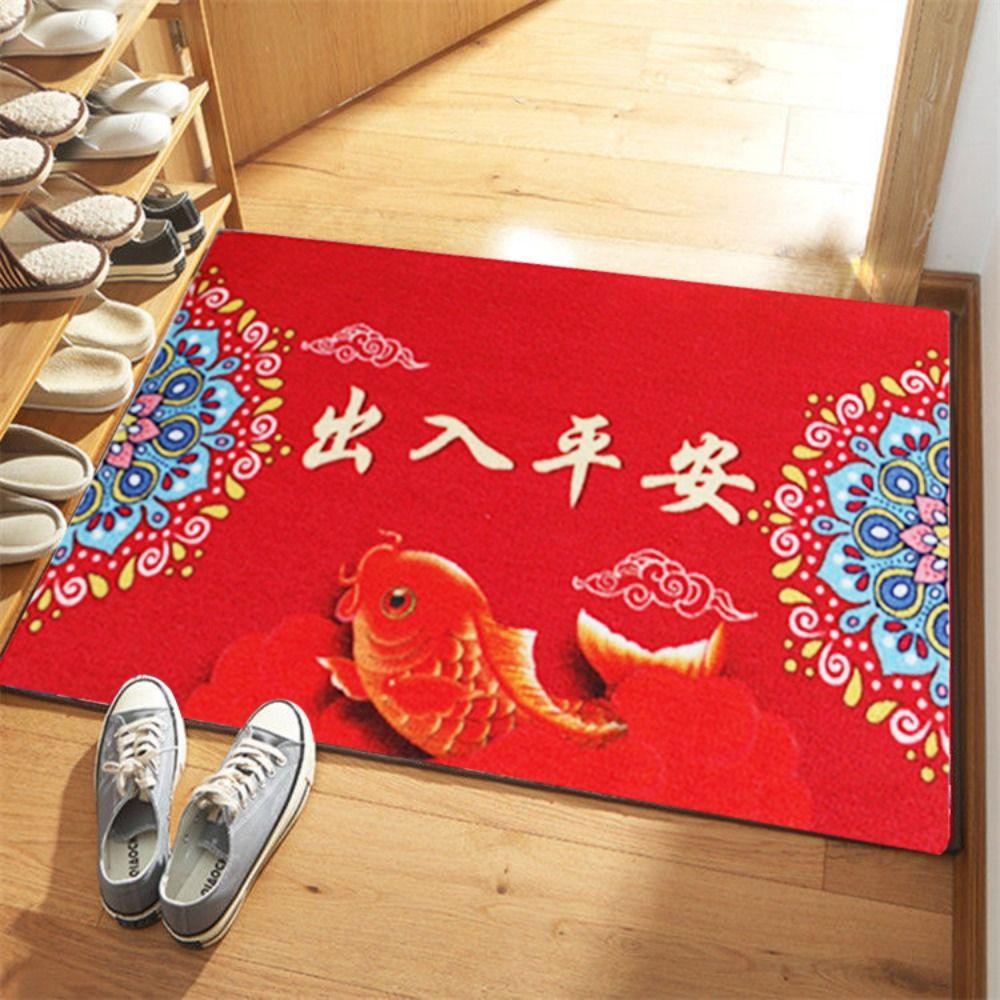Red Thick Spring Festival Chinese Floor Bedroom Door Porch Mat Carpet Rug