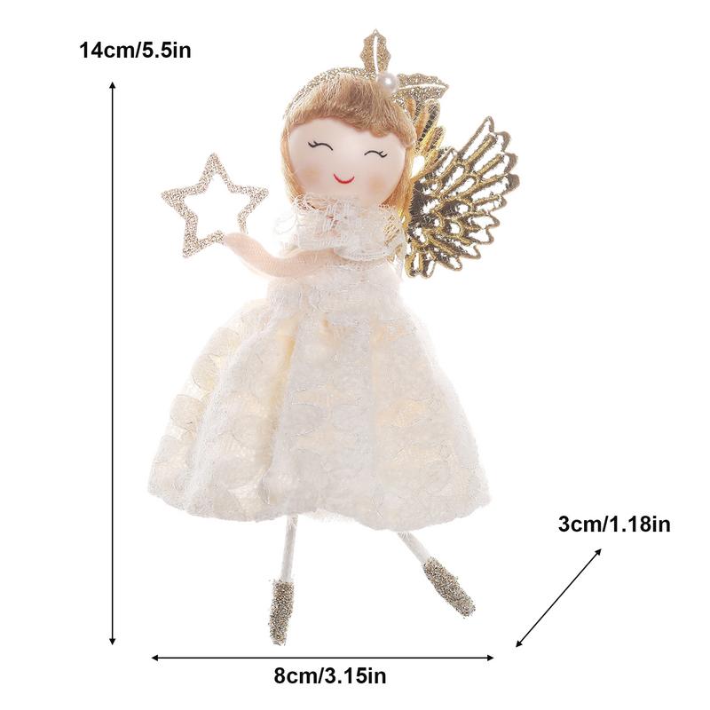 Angel Christmas Ornaments Glittering Fairy Tree Decor Pendant Small Fairy Doll With Lace Dress Party Decorating Supplies Holiday