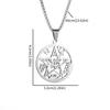 Jewish Four-Letter Hebrew Witchcraft Five-Pointed Star Stainless Steel Pendant Necklace Religious Amulet Jewelry for Men