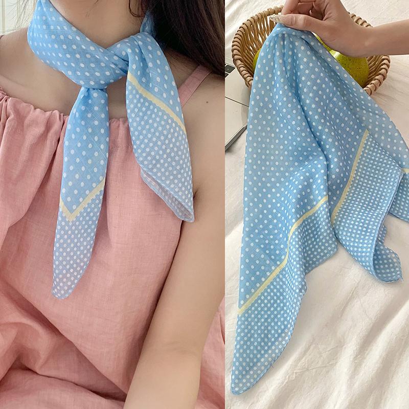 

Женский платок на шею с цветочным принтом, корейский, хлопково-льняной, квадратный шарф, элегантные шейные платки, маленькие накидки, бандана, головной платок