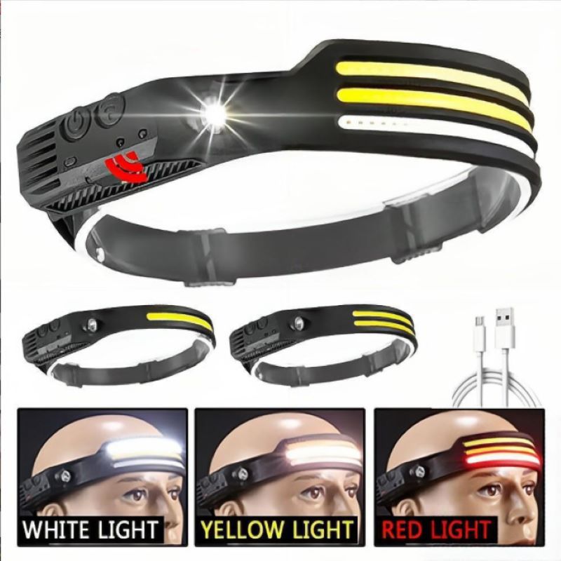 New Mini Multi-function Strong Light Sensing LED Headlamp COB Outdoor Adventure Fishing Portable Floodlight Work Flashlight