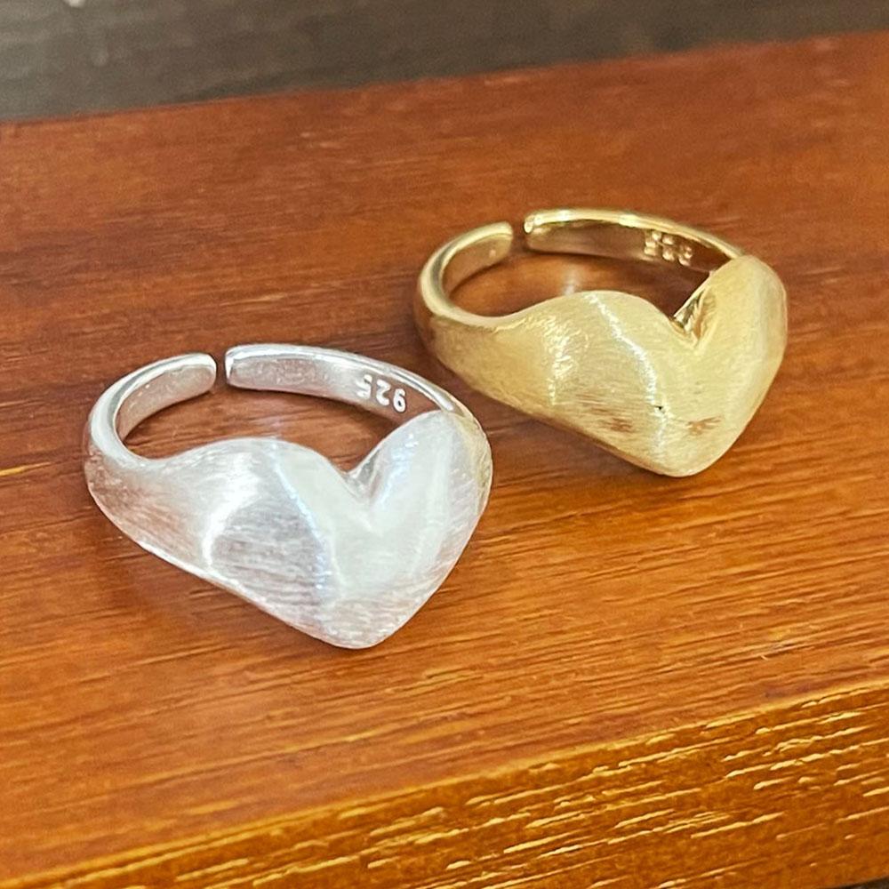 BF CLUB Silver Color Rings for Women Fashion Geometric Handmade Irregular Heart Gold Ring Party Christmas Gift