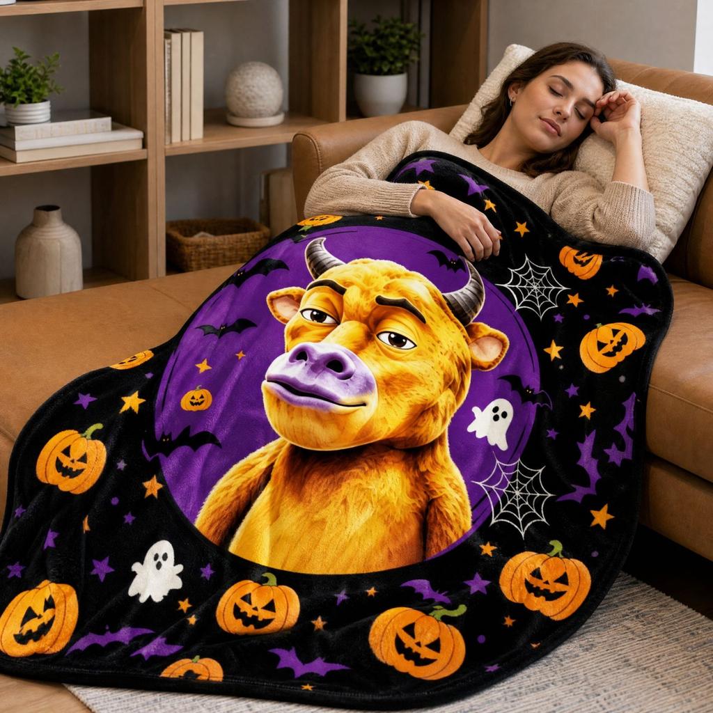 Flannel Throw Blanket 130150 cm Creative Print Soft Cozy for Bed, Sofa, Travel