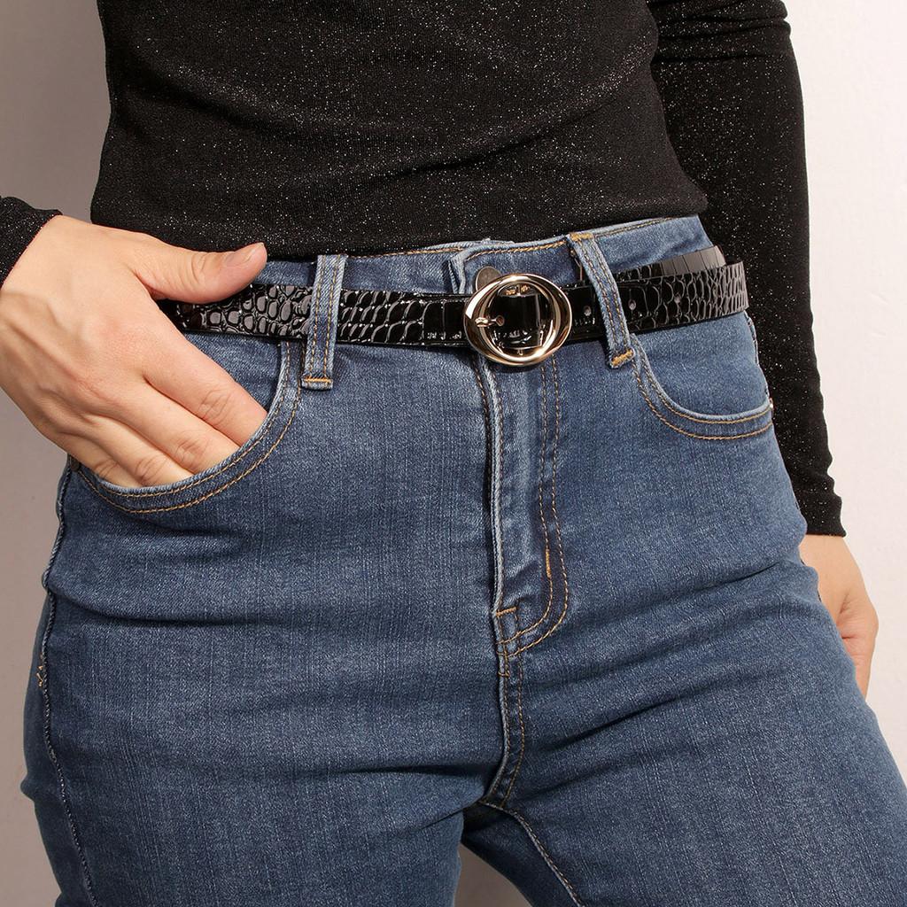 Casual Chic Womens Belt With Geometric Pattern And Metal Pin Buckle For Daily Use