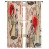 Japan Rote Sonne Geisha Frau Drache Bambus Chiffon Gardinen für Wohnzimmer Schlafzimmer Dekor Fenster Voile Tüll Vorhang Vorhänge