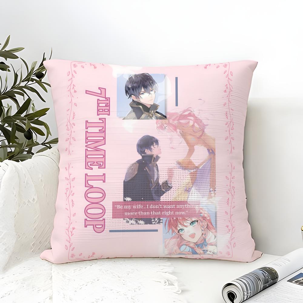 Pillow Case Cotton Linen Fabric Square Zipper Pillowcase Home Decorative Living Room Comic Light Novel 7-7Th Time Loop 4