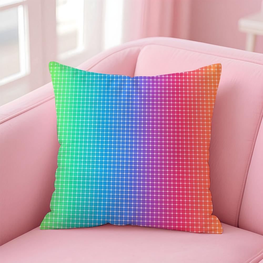 Rainbow Gradient Polka Dots Pop Art Cushion Cover Linen Pillowcase Cover Soft Decor For Sofa Home Room
