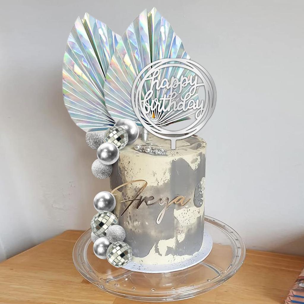 Disco Balls Cake Toppers Mirror Balls with Boho Stars Cake Decorations for Disco Dance Party Saturday Night Fever Supplies