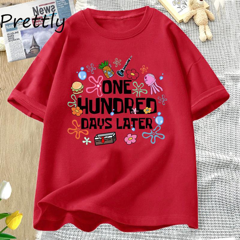 

One Hundred Days Later TShirt Unisex Women 100 Days Later of School T Shirt Teacher Tees Casual Cotton Round Neck Tshirt Clothes S