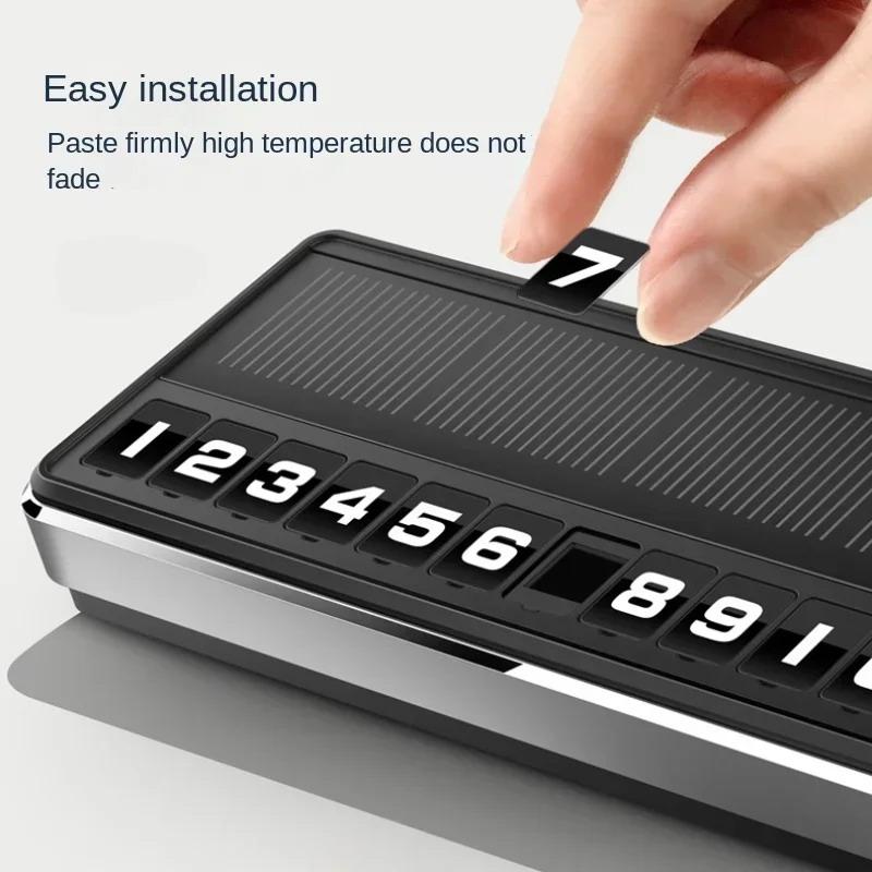 Solar Powered LED Hidden Number Parking Card Portable Temporary Car Parking Contact Plate чёрный