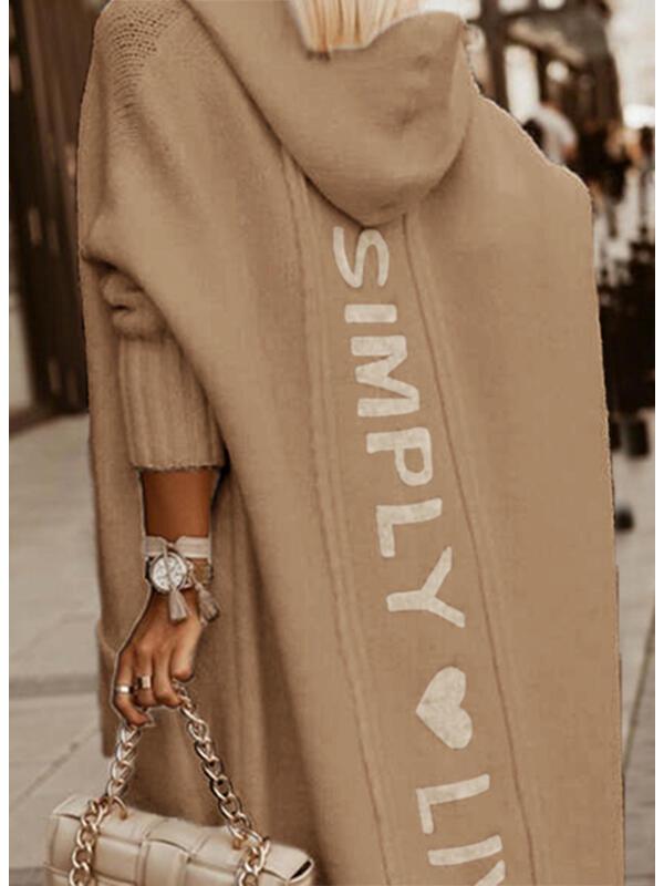 In Stock: Autumn/Winter Hooded Loose Knit Mid-Length Cardigan