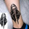 1 Sheet Scary Skull Grim Reaper Temporary Tattoos For Men Women Hand Arm Forearm, Realistic Fake Tattoo Sticker Halloween Tatoos