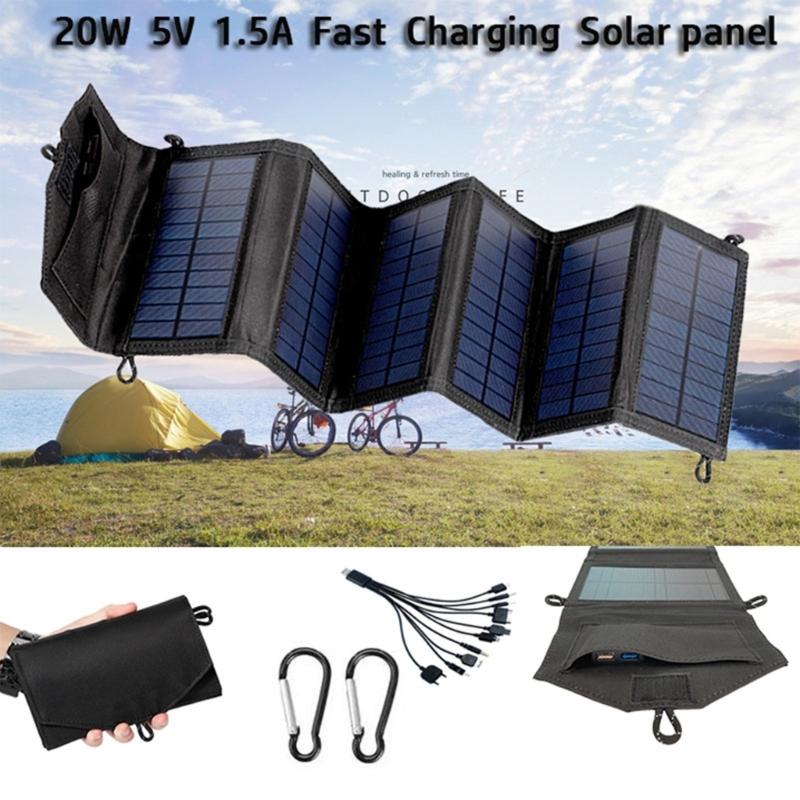 Faltbares Solarladegerät 15W 5V Doppelte USB-Ausgänge Wasserdicht PET-Material Für Wandern Radfahren Reisen Stromversorgung