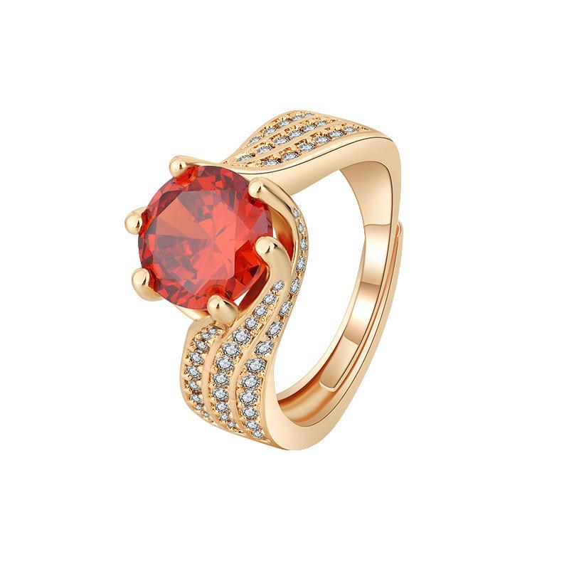Elegante Anello Lusso Full Diamond con Zirconia Rossa Granato da 3 Carati per Donna