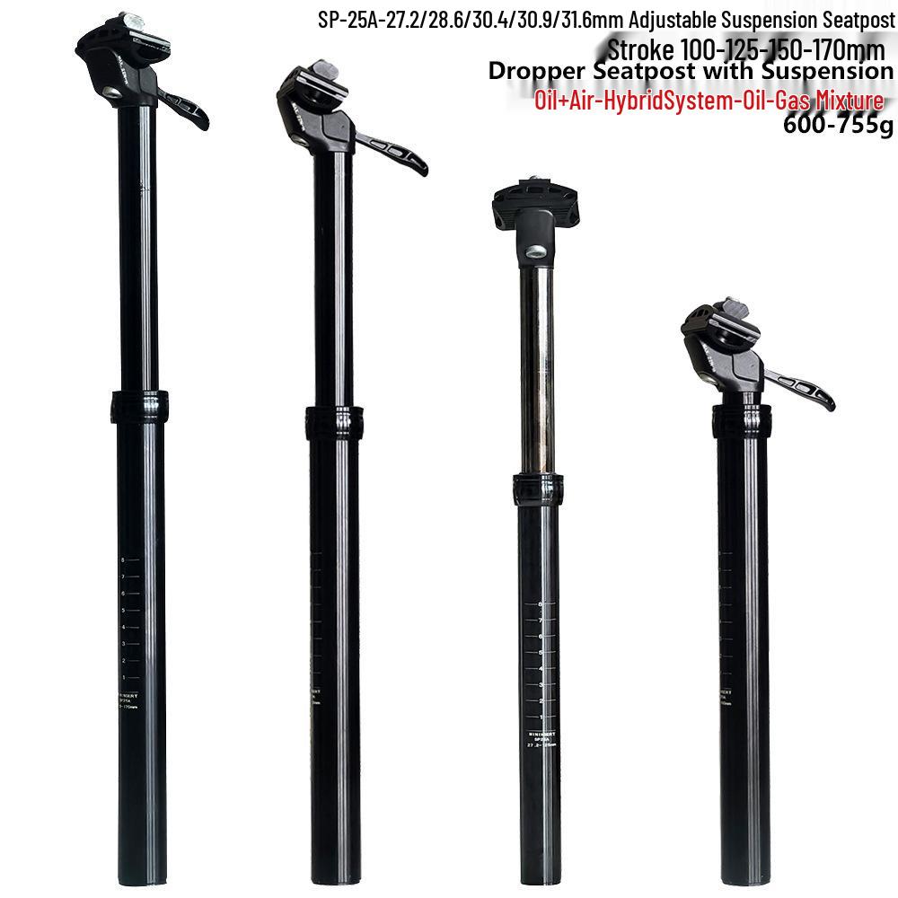 Hydraulic Shock-Absorbing Seatpost for Mountain Bikes - Multiple Sizes Available