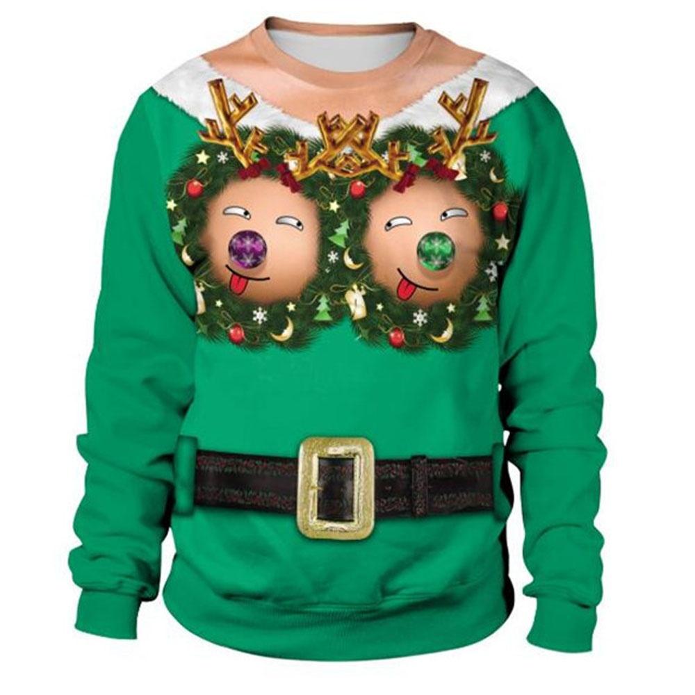 Funny Christmas Sweater Men Women Pullover Xmas Sweatshirt Ugly Graphic Y2k Sweatshirts for Holiday Party Loose Men's Clothing