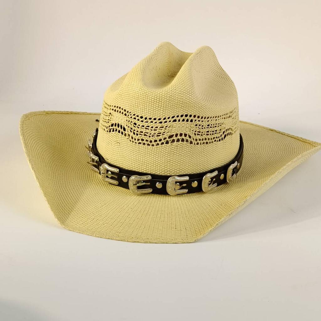 Steifer Cowboy-Strohhut Weidenstrohhut Cowboy solide Outdoor Sommer Sonnenhut Jazz Herren Damen breite Krempe cappello cowboy