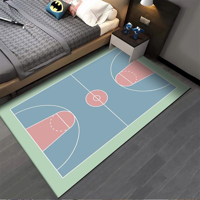Basketball Court Pattern Area Rug for Home Decor, Sports Style Carpet Suitable for use as an anti-slip for living room bedroom sofas