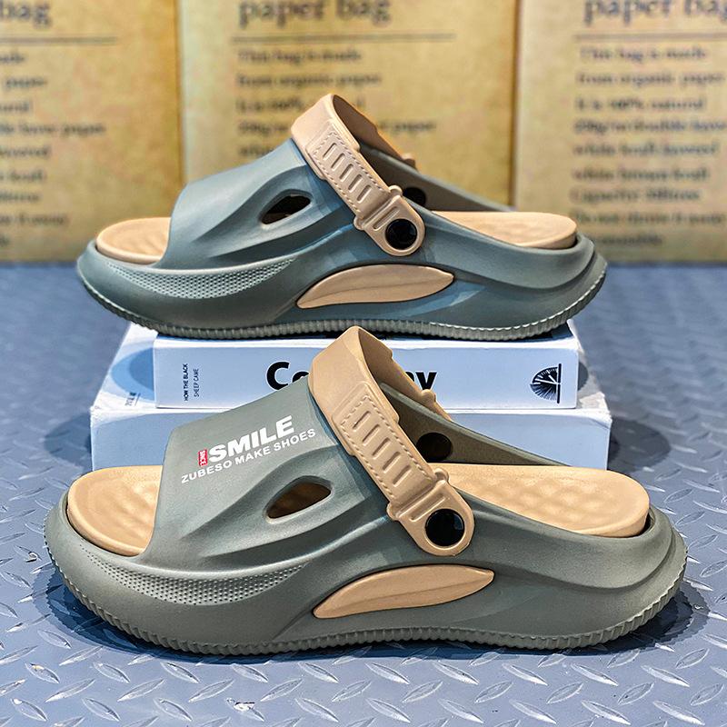 

Slippers Summer New Casual Sports Breathable Lightweight Soft Sole Flip-flops Beach Shoes 45 standard sneaker size темно-зелений колір