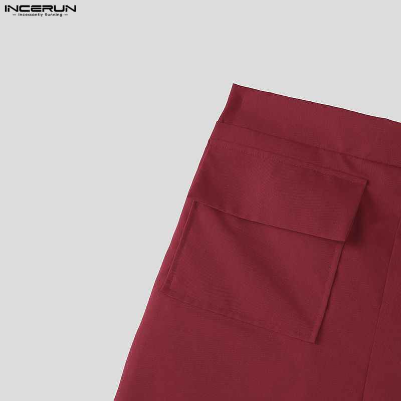 INCERUN Two Pieces Men Outfits Sleeveless Cropped Waistcoat Tops Long Pants Casual Sets