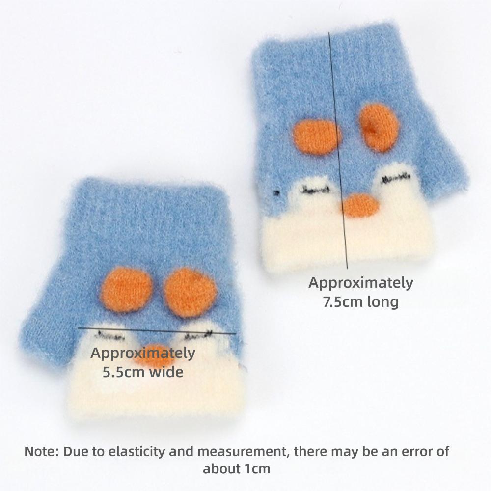 Cute Cartoon Children's Gloves Knitted Warm Gloves New Fingerless Mitten  Autumn Winter