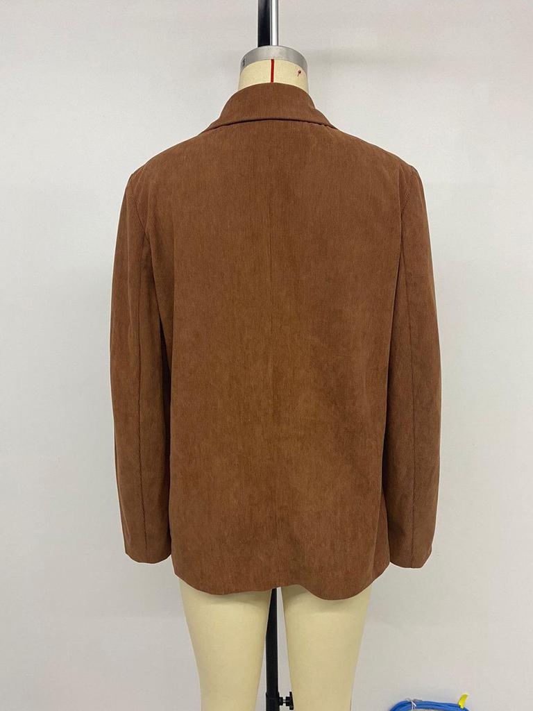 Giacca da completo in velluto a coste da donna 2025 - Stile europeo/americano Monocolore Autunno/Inverno Cardigan