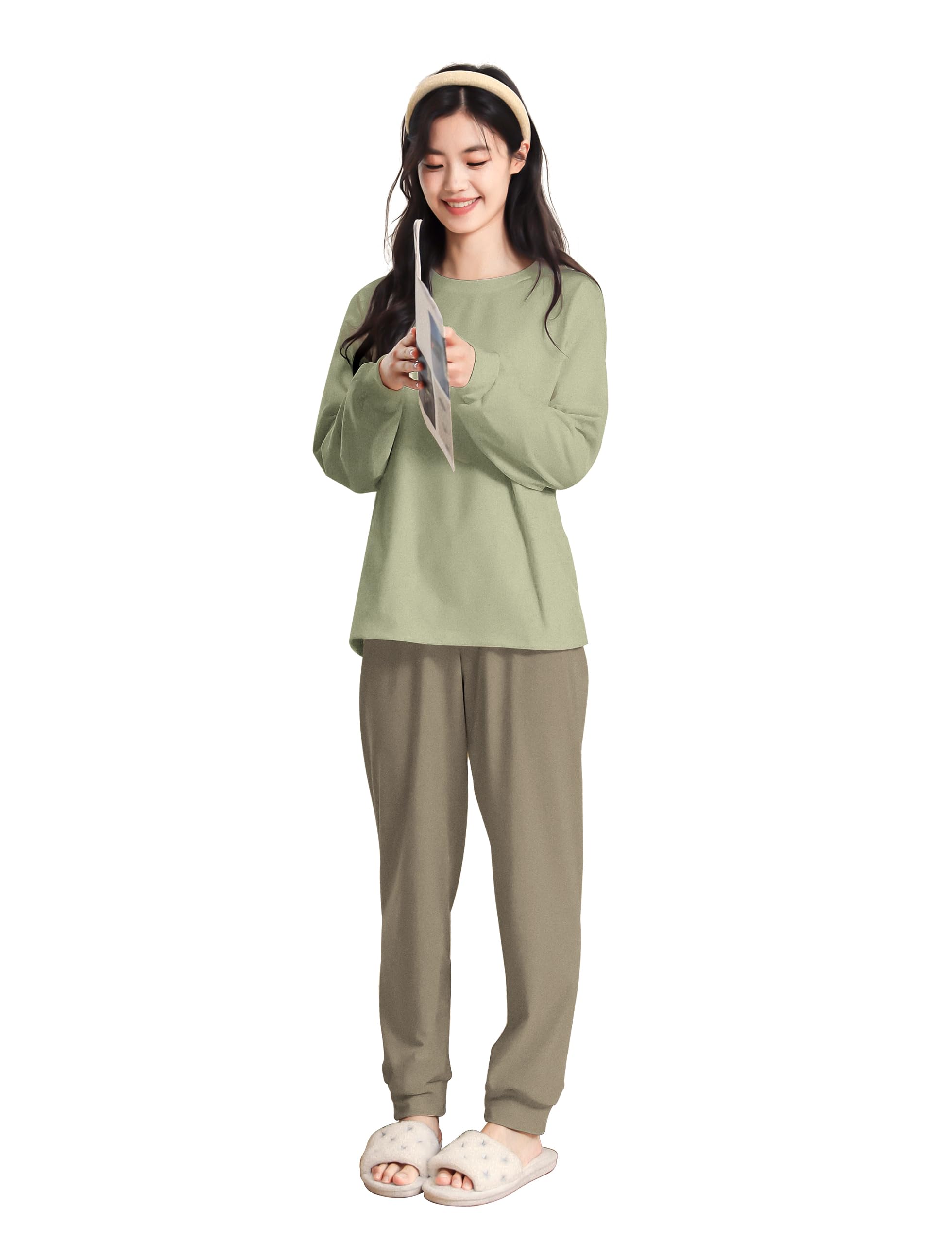 

MiniZaru Loungewear Pajamas Long Warm and Cute for and Winter Women s Set, Sleeve, Spring, Autumn,