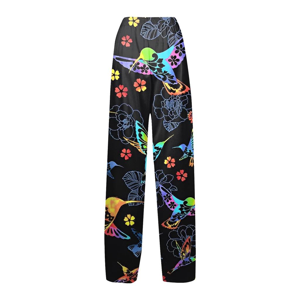 Women Fashion Christmas Print Casual Loose Pants Plus Size Loose Pants