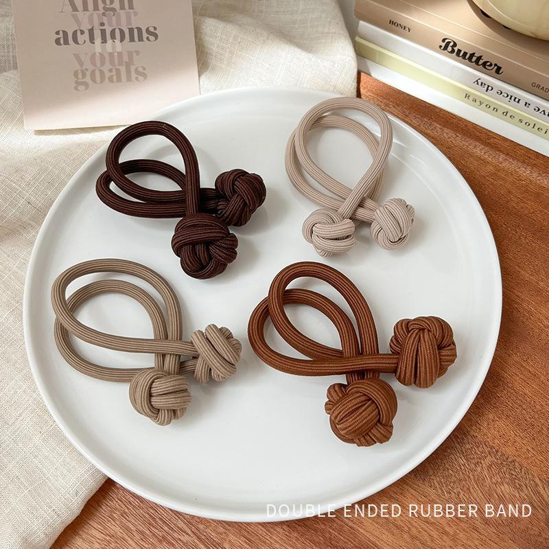 New Women Coffee Color Chinese Knot Hairband Hair Accessories Ponytail Elastic Hair Ties for Girls Hair Rope