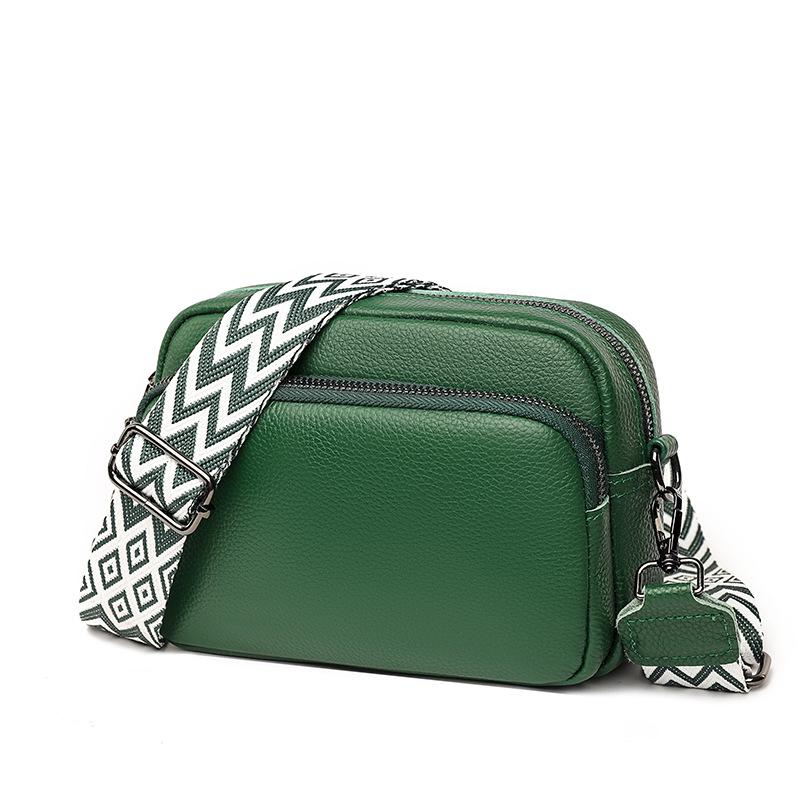 Women's Genuine Leather Crossbody Handbag - Trendy, Versatile, Small Square, Solid Color