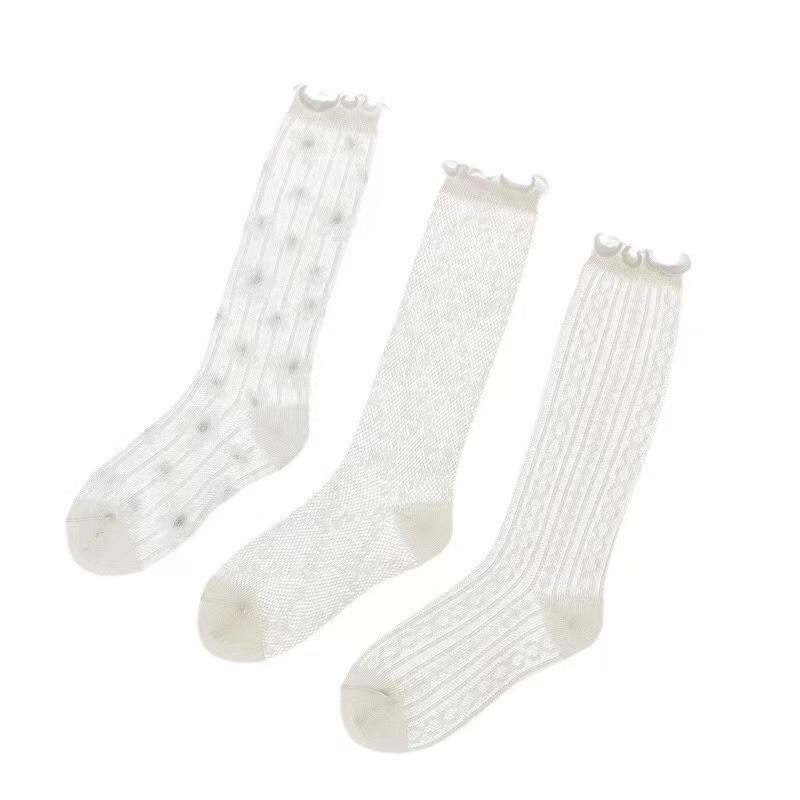 Koreańskie skarpetki dla dzieci dla dziewczynek, śliczne, białe, siateczkowe, oddychające, szkolne, mundurkowe, pończochy, księżniczka, wysokie, długie skarpetki