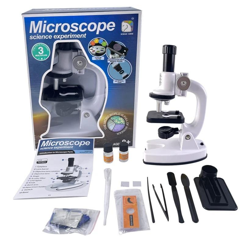 

Kids Microscope Set For Elementary Students 1200x With Sample Slides, Science Experiment Kit For Children Age 6-12, Educational Biology Toy For Home S білий