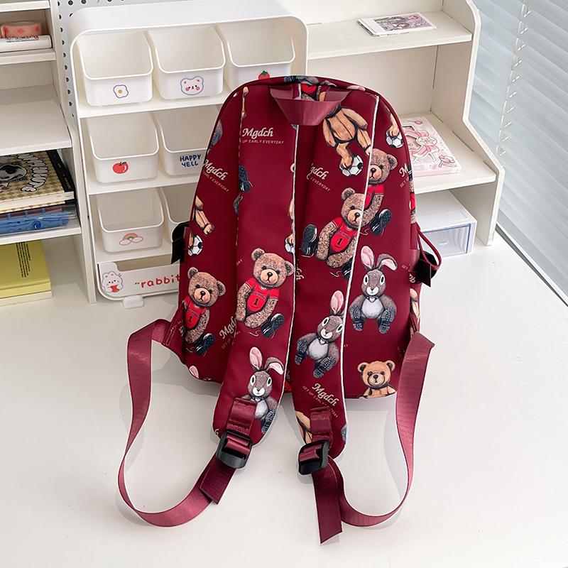 Student Schoolbag Female Bear Print Backpack Graffiti Junior High School Student Small Backpack