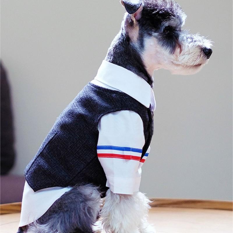 Pet Formal Vest Suit Set Small Dogs Cats Schnauzer French Bulldog Stylish Gentleman Outfit