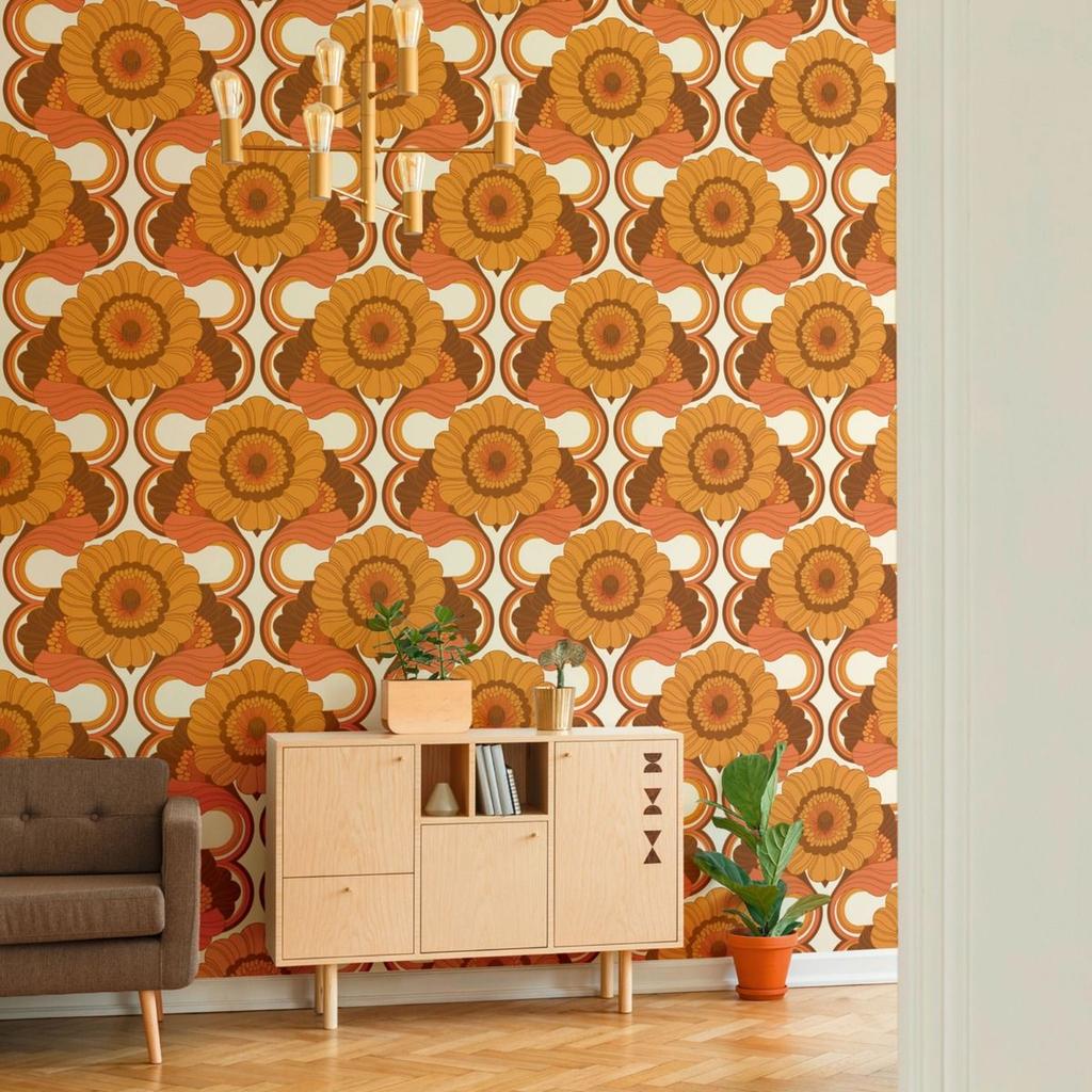 AS Creation Retro Floral Motif Textured Wallpaper