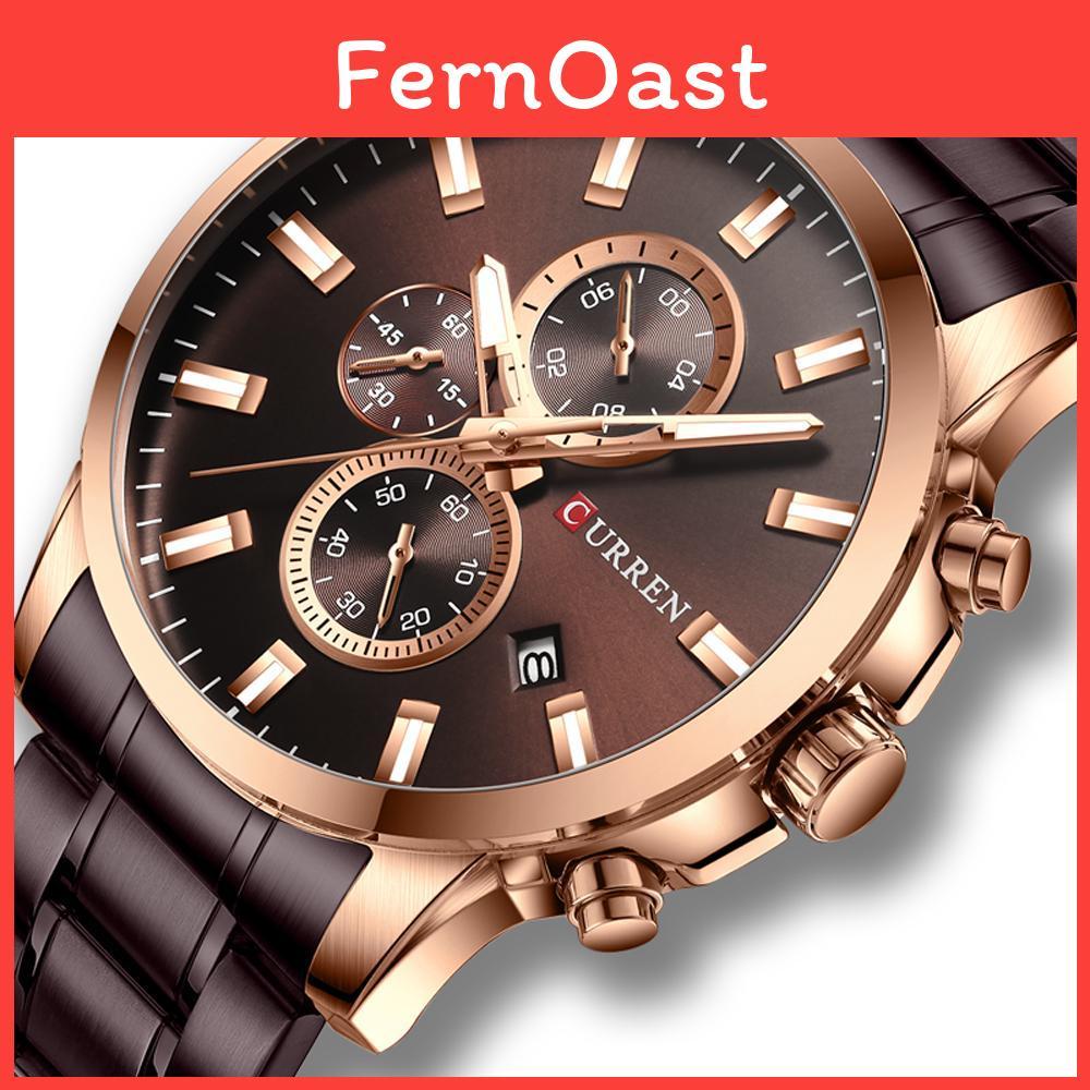 Fashion Coffee Watches Men Curren Clock Men Quartz Wristwatch Stainless Steel Band Chronograph Watch Male Relogio Masculino