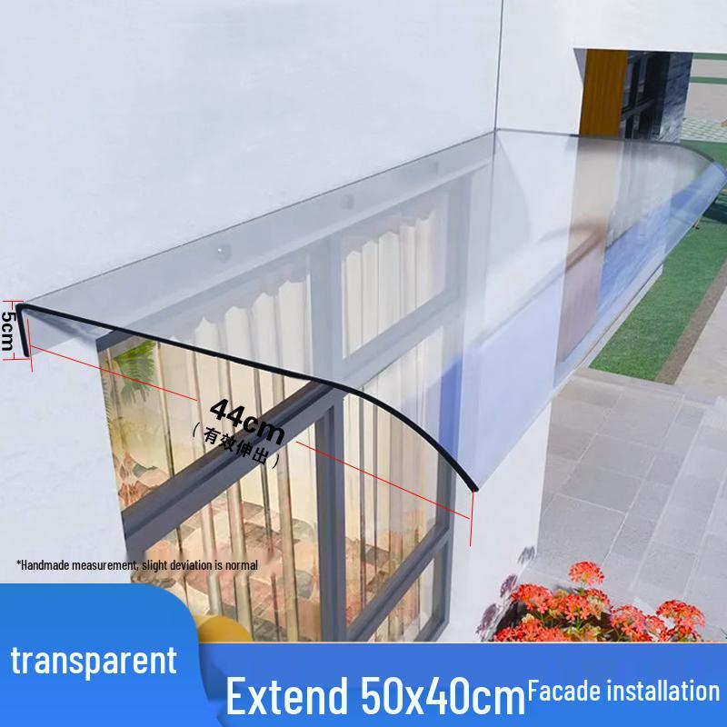 Rahmenloses transparentes Fenstervordach: Geräuschlose Regenfeste Balkon-Dachvorsprung-Sonnenblende